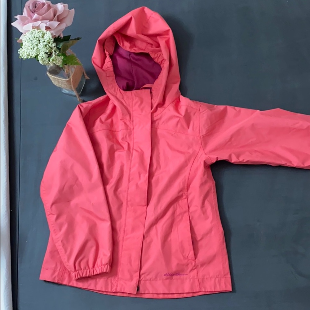 Girls Coral Eddie Bauer Raincoat Size XS (5-6)